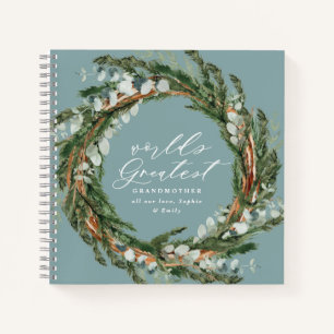 Matig chic elegant leafy wreatfoto grootmoeder notitieboek