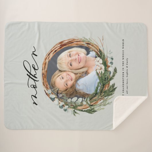 Matig chic elegant leafy wreatfoto moeder sherpa deken (Voorkant (horizontaal))