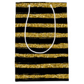 Matig chic elegant zwart en goud medium cadeauzakje (Voorkant)