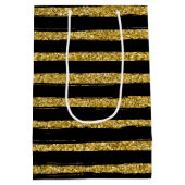 Matig chic elegant zwart en goud medium cadeauzakje (Achterkant)