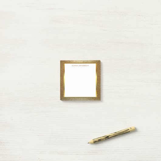 Matig chic glitter Gold White gepersonaliseerd Post-it® Notes (Op bureau)
