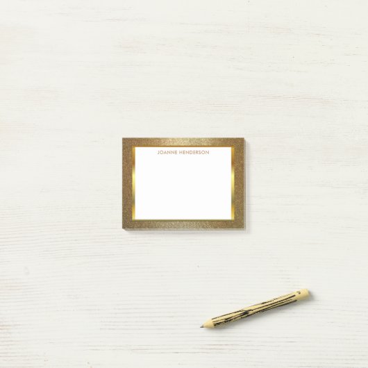 Matig chic glitter Gold White gepersonaliseerd Post-it® Notes (Op bureau)