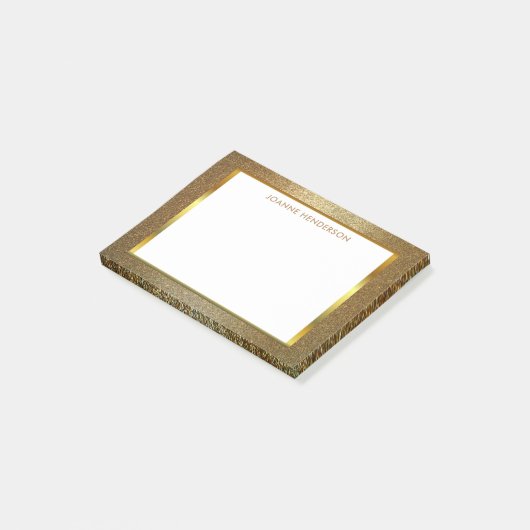 Matig chic glitter Gold White gepersonaliseerd Post-it® Notes (Schuin)