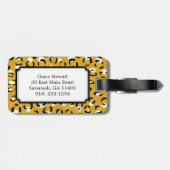 Matig chic gold cheetah printpatroon monogram bagagelabel (Achterkant horizontaal)