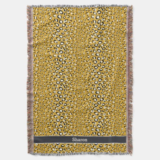 Matig chic gold cheetah printpatroon monogram deken (Voorkant Verticaal)