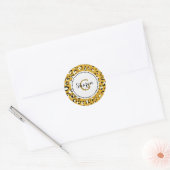 Matig chic gold cheetah printpatroon monogram ronde sticker (Envelop)