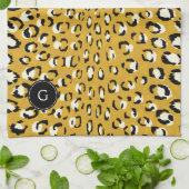 Matig chic gold cheetah printpatroon monogram theedoek (Gevouwen)