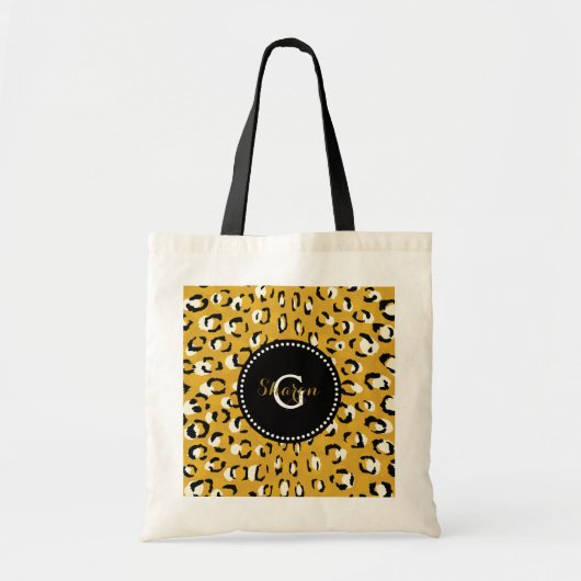 Matig chic gold cheetah printpatroon monogram tote bag (Voorkant)