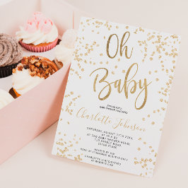 Matig chic gold foil confetti oh baby shower kaart