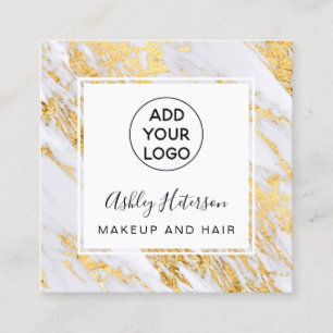 Matig chic gold foil marble logo hair make-up vierkante visitekaartje