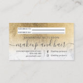 Matig chic gold foil marmer ombre professional aanbevelingskaartje (Achterkant)
