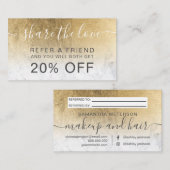 Matig chic gold foil marmer ombre professional aanbevelingskaartje (Voorkant / Achterkant)