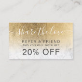 Matig chic gold foil marmer ombre professional aanbevelingskaartje (Voorkant)