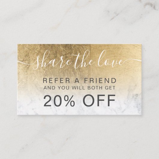 Matig chic gold foil marmer ombre professional aanbevelingskaartje (Voorkant)