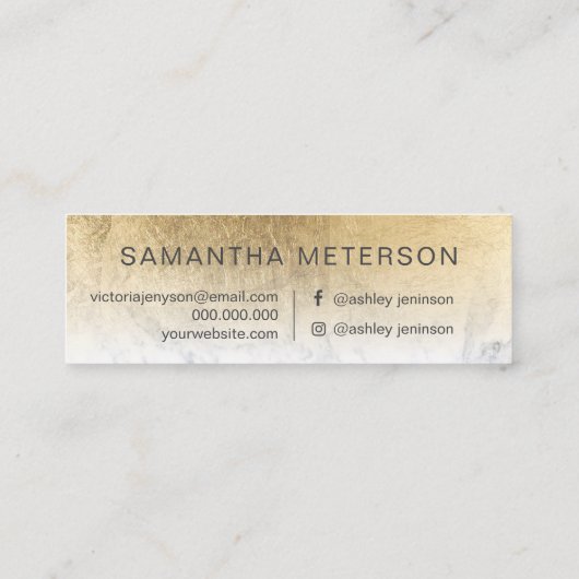 Matig chic gold foil ombre marble makeup hair mini visitekaartje (Achterkant)