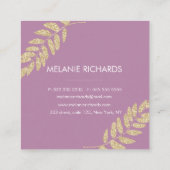 Matig chic gold glitter blad mauve make-up vierkante visitekaartje (Achterkant)