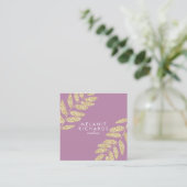 Matig chic gold glitter blad mauve make-up vierkante visitekaartje (Staand voorkant)