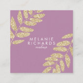 Matig chic gold glitter blad mauve make-up vierkante visitekaartje (Voorkant)