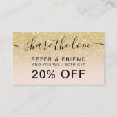 Matig chic gold glitter blush ombre professional aanbevelingskaartje (Voorkant)