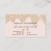 Matig chic gold glitter druppelt blauw roze wimper visitekaartje (Achterkant)