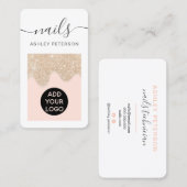 Matig chic gold glitter druppelt roze nagelspijker visitekaartje (Voorkant / Achterkant)