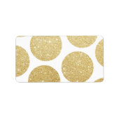 Matig chic gold glitter effect polka stips etiket (Voorkant)