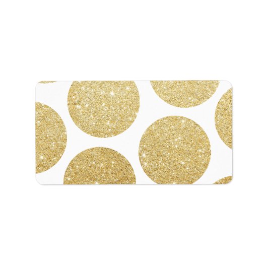 Matig chic gold glitter effect polka stips etiket (Voorkant)