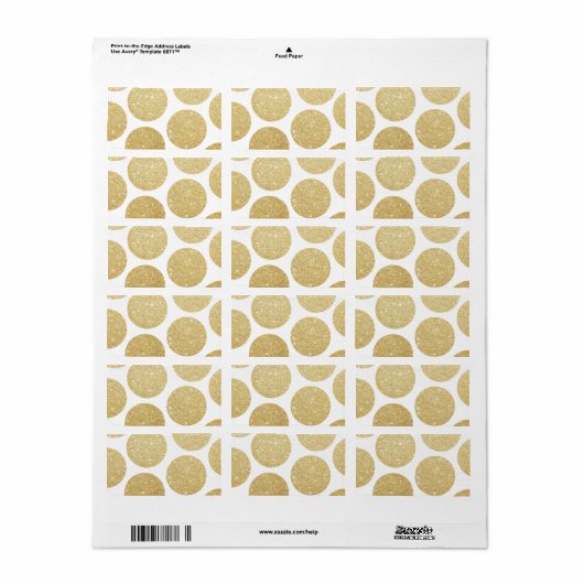 Matig chic gold glitter effect polka stips etiket (Full Sheet)