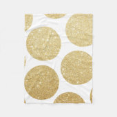 Matig chic gold glitter effect polka stips fleece deken (Voorkant)