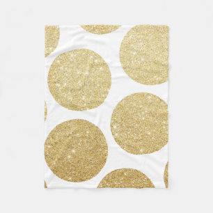 Matig chic gold glitter effect polka stips fleece deken