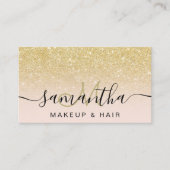 Matig chic gold glitter ombre blush make-up hair visitekaartje (Voorkant)