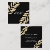 Matig chic gold glitter verlaat zwarte make-up vierkante visitekaartje (Voorkant / Achterkant)