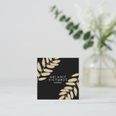 Matig chic gold glitter verlaat zwarte make-up vierkante visitekaartje (Staand voorkant)