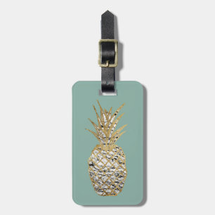Matig Chic Marble Gold Pineappelfruit Bagagelabel