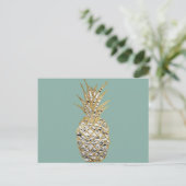 Matig Chic Marble Gold Pineappelfruit Briefkaart (Staand voorkant)