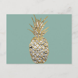 Matig Chic Marble Gold Pineappelfruit Briefkaart