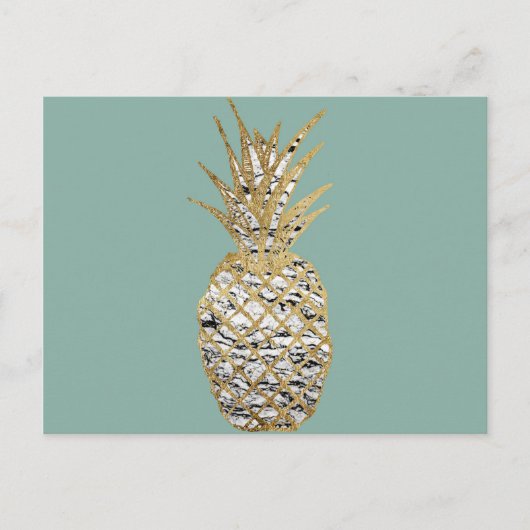 Matig Chic Marble Gold Pineappelfruit Briefkaart (Voorkant)