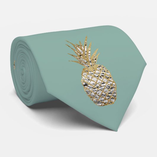 Matig Chic Marble Gold Pineappelfruit Stropdas (Opgerold)