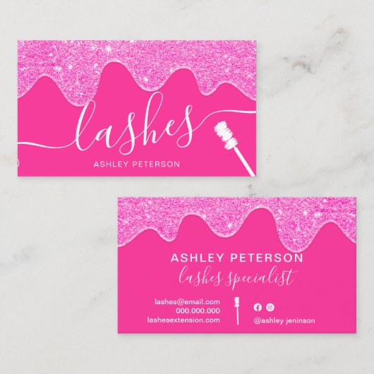 Matig chic neon roze druppelt borstel vast visitekaartje (Voorkant / Achterkant)