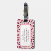 Matig chic roze cheetah printpatroon monogram bagagelabel (Achterkant verticaal)