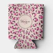 Matig chic roze cheetah printpatroon monogram blikjeskoeler (Voorkant)