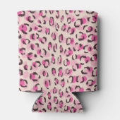Matig chic roze cheetah printpatroon monogram blikjeskoeler (Achterkant)