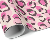 Matig chic roze cheetah printpatroon monogram cadeaupapier (Rol Hoek)