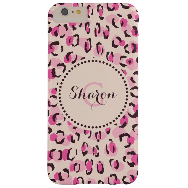 Matig chic roze cheetah printpatroon monogram Case-Mate iPhone case (Achterkant)