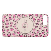 Matig chic roze cheetah printpatroon monogram Case-Mate iPhone case (Achterkant (Horizontaal))