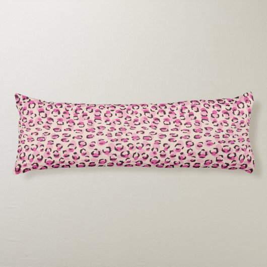 Matig chic roze cheetah printpatroon monogram lichaamskussen (Voorkant)