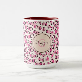 Matig chic roze cheetah printpatroon monogram mok