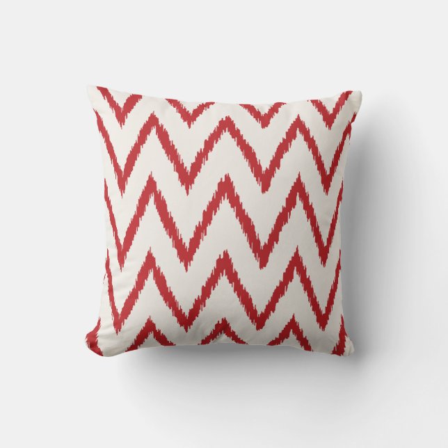 Matig chic textured Red ikat chevron Patroon Kussen (Voorkant)