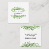 Matig Chic Waterverf wild beadow green foliage Vierkante Visitekaartje (Voorkant / Achterkant)