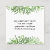 Matig Chic Waterverf wild beadow green foliage Vierkante Visitekaartje (Achterkant)